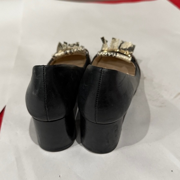 Cole Haan Black and Gold Heels with Snakeskin Accents - Picture 4 of 5